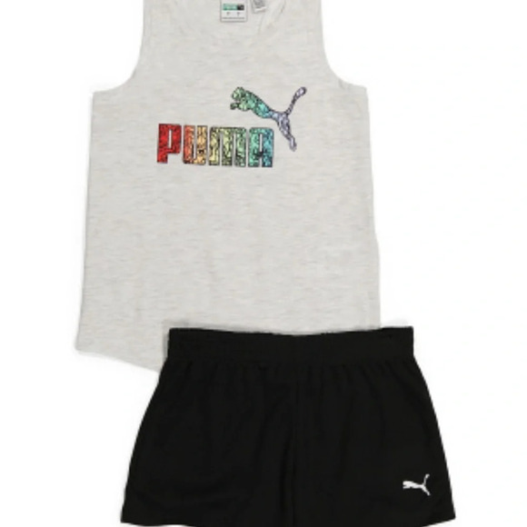 NWT! Girl’s PUMA 2 piece mesh shorts & tank top set, Size 4 - Picture 1 of 2